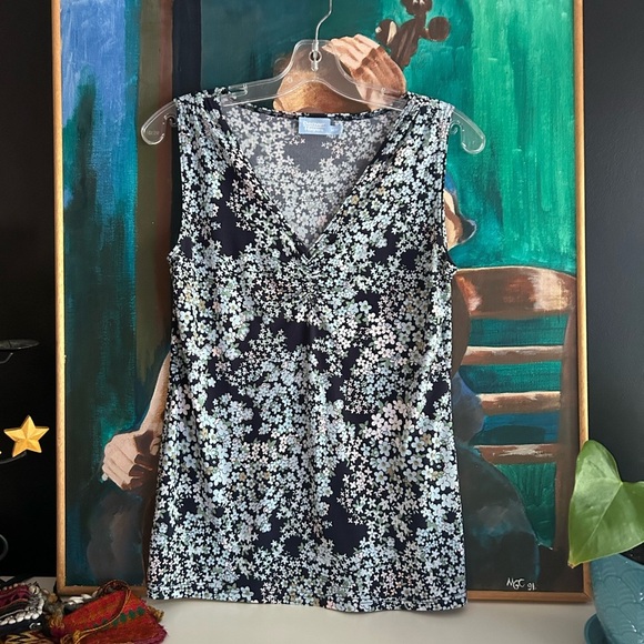 Denver Hayes Floral Short Sleeve Top - Black and White M - Picture 1 of 14